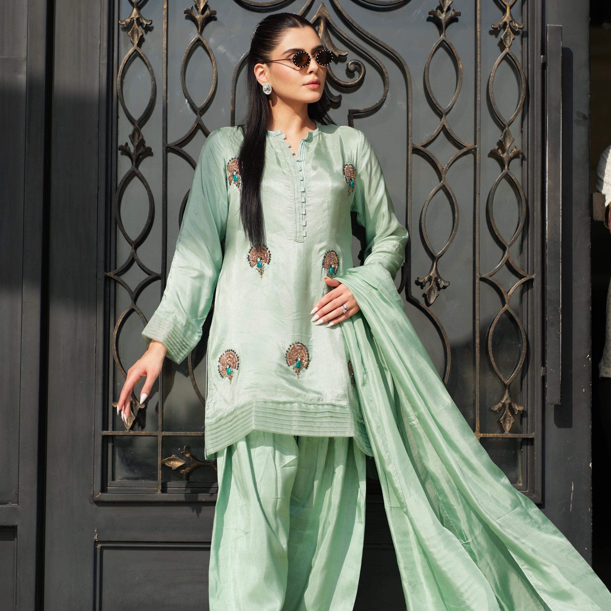 Mint Emerald Farshi Shalwar Set