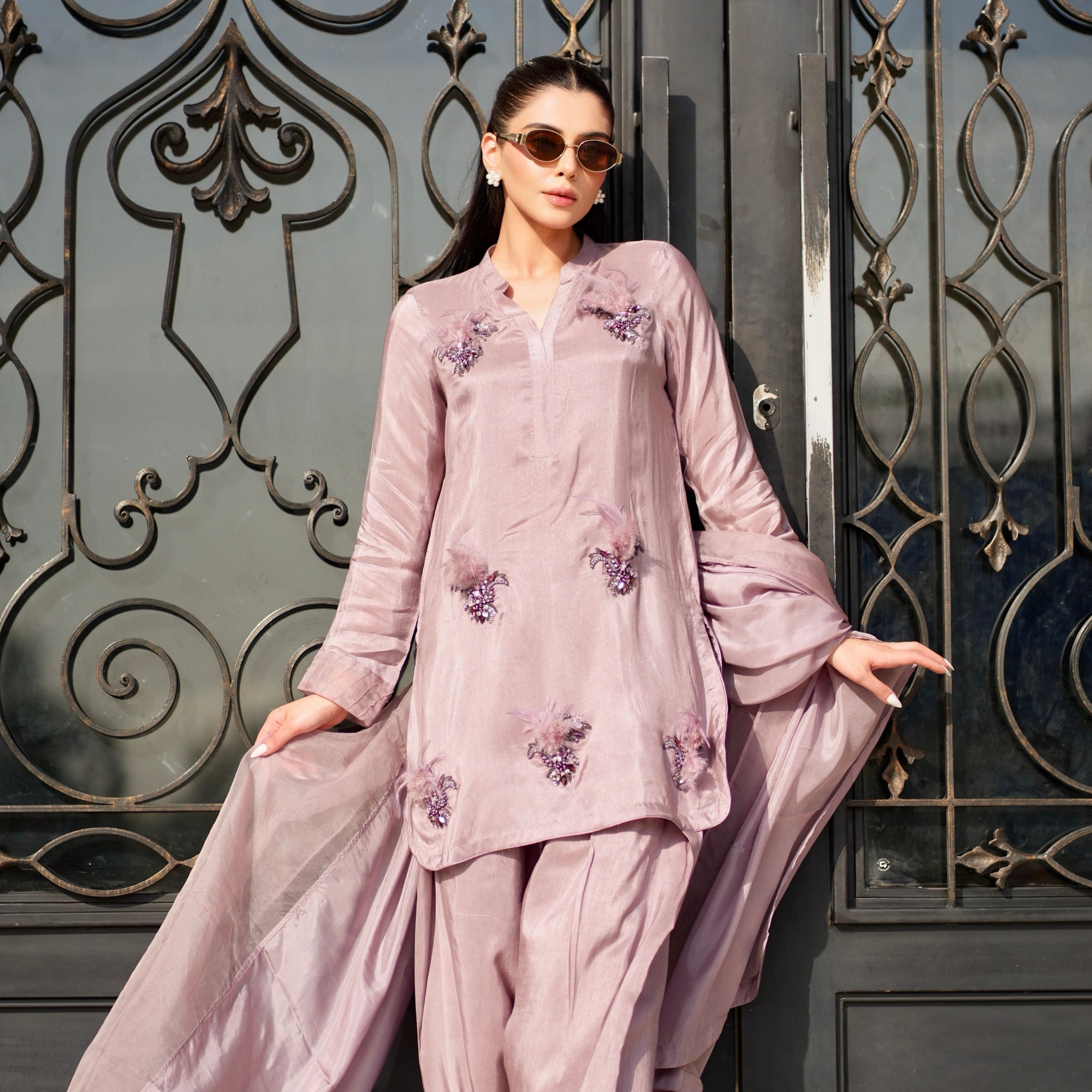Lilac Feather Farshi Shalwar Set
