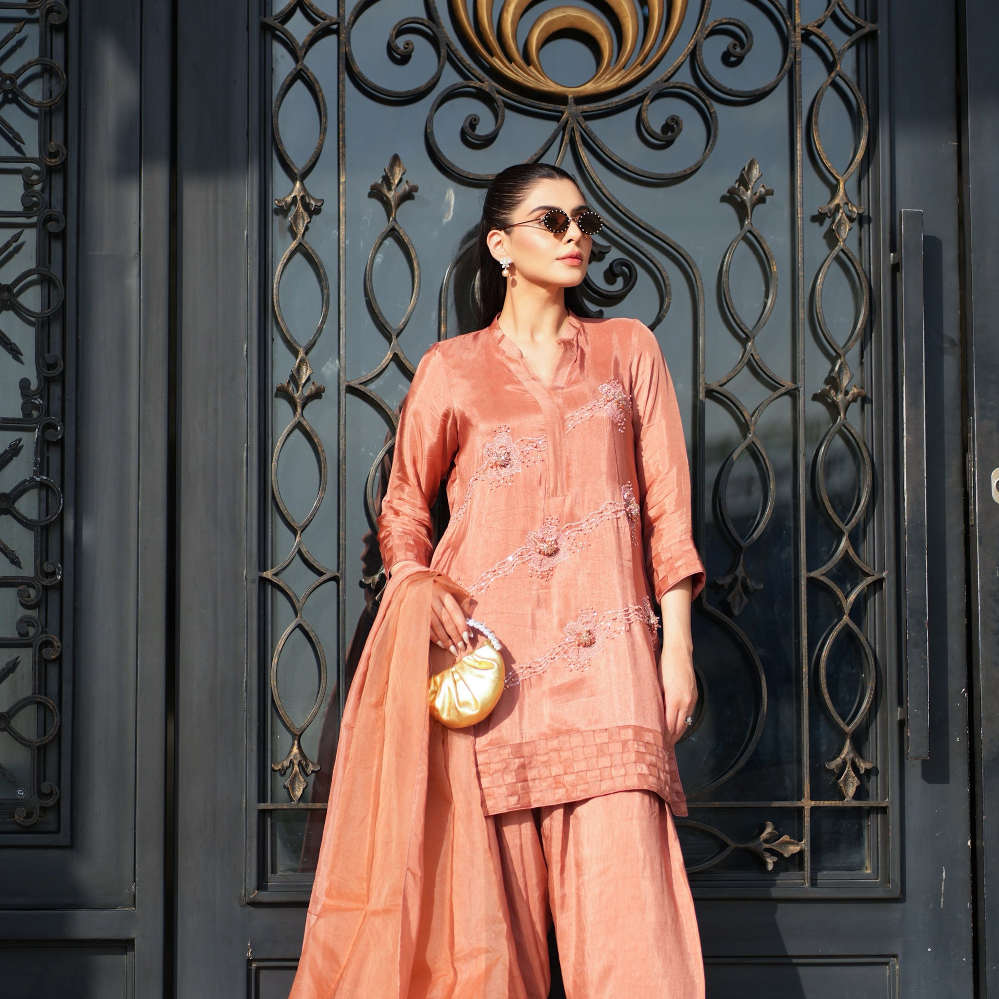 Sunset Pink Farshi Shalwar Set