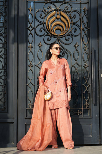 Sunset Pink Farshi Shalwar Set