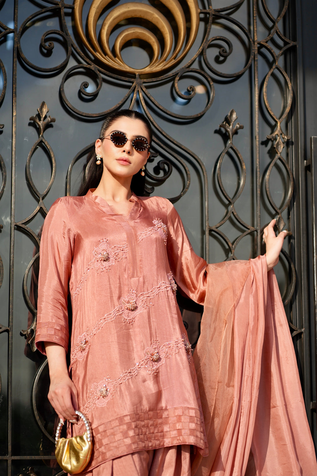 Sunset Pink Farshi Shalwar Set